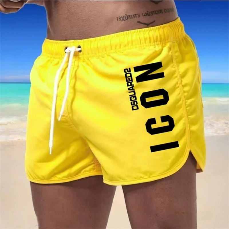 Color: Blue, Size: XL - Summer men's luxury beach pants clothing quick dry gym jogging sexy shorts vacation casual swimming trunks