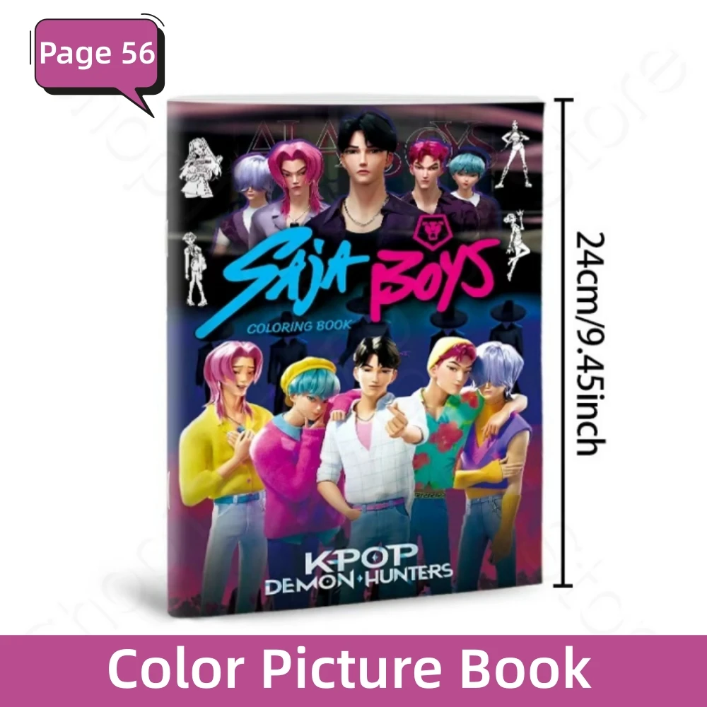 Color: light green - KPop Demon Hunter Coloring Books Anime Cartoon Line Drawing Children's Sketch Picture Book Kid's Birthday Gift / Christmas Gift