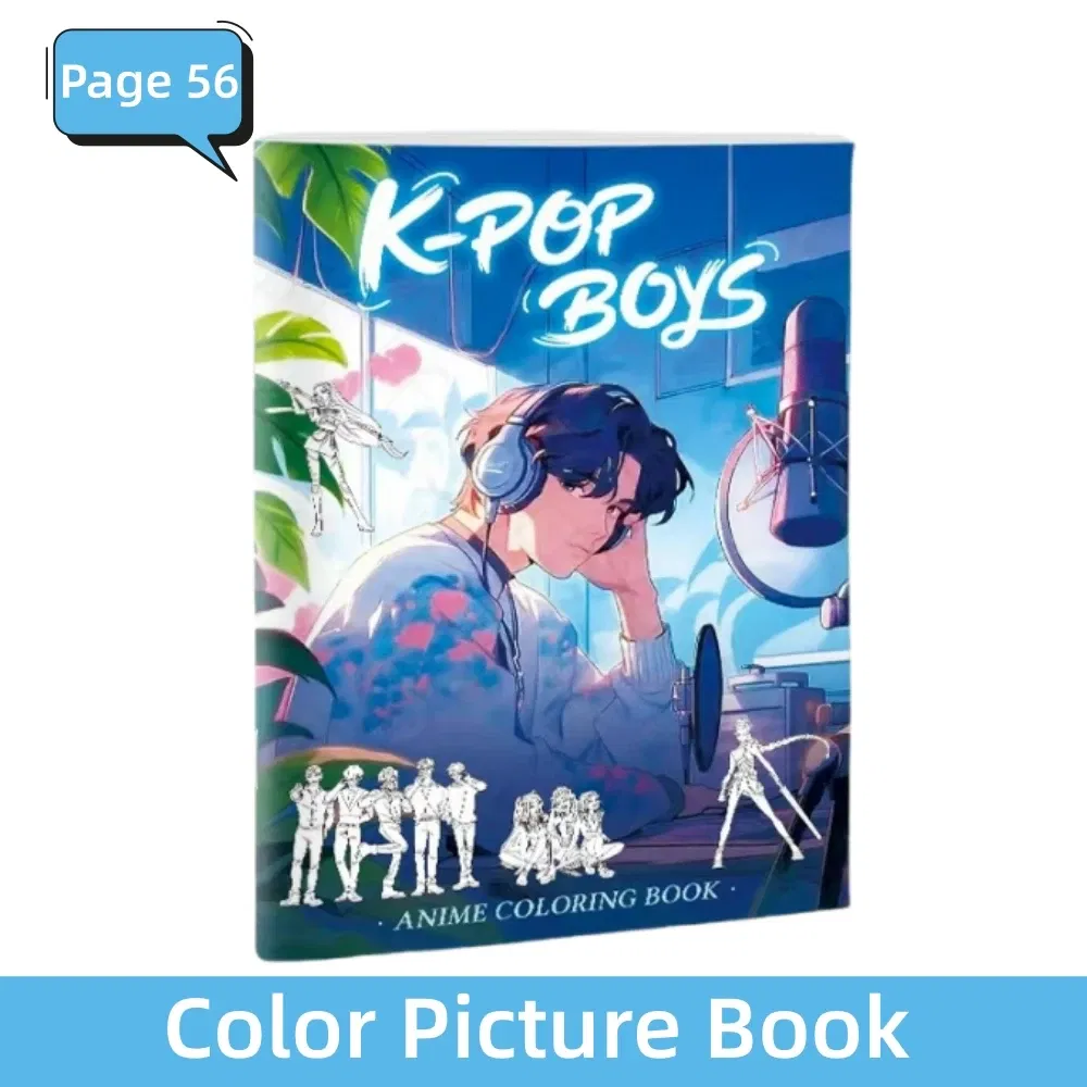 Color: light green - KPop Demon Hunter Coloring Books Anime Cartoon Line Drawing Children's Sketch Picture Book Kid's Birthday Gift / Christmas Gift