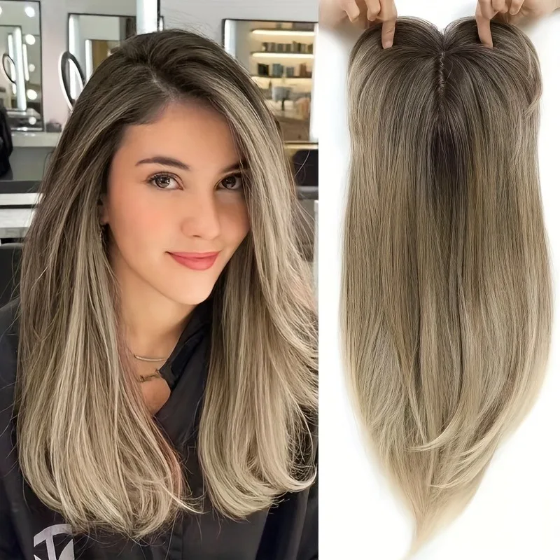 Color: #1B, Stretched Length: 22inches - [22 Inch Straight Wig Block] Elegant 22 Inch Women's Straight Synthetic Wig Block, High Temperature Fiber, Light Brown to Black
