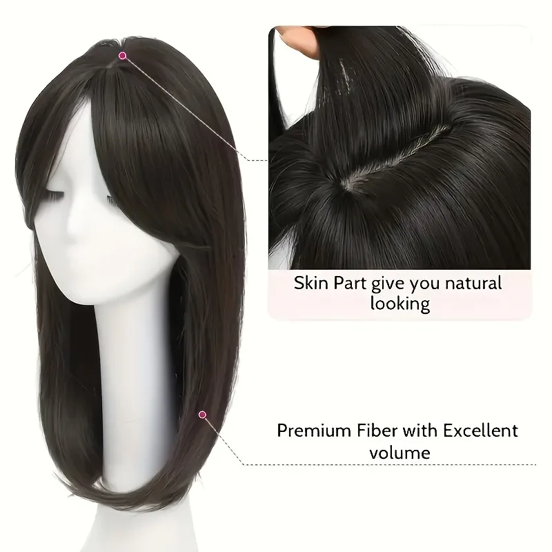 Color: #1B, Stretched Length: 22inches - [22 Inch Straight Wig Block] Elegant 22 Inch Women's Straight Synthetic Wig Block, High Temperature Fiber, Light Brown to Black