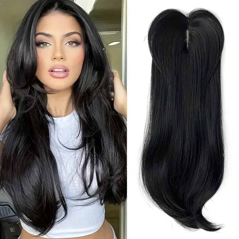 Color: #1B, Stretched Length: 22inches - [22 Inch Straight Wig Block] Elegant 22 Inch Women's Straight Synthetic Wig Block, High Temperature Fiber, Light Brown to Black