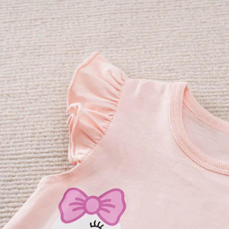 Color: Pink, Kid Size: 6M - Summer Fashion Girl Cute Cartoon Swan Cotton Comfortable Casual Sleeveless Round Neck Baby Bodysuit