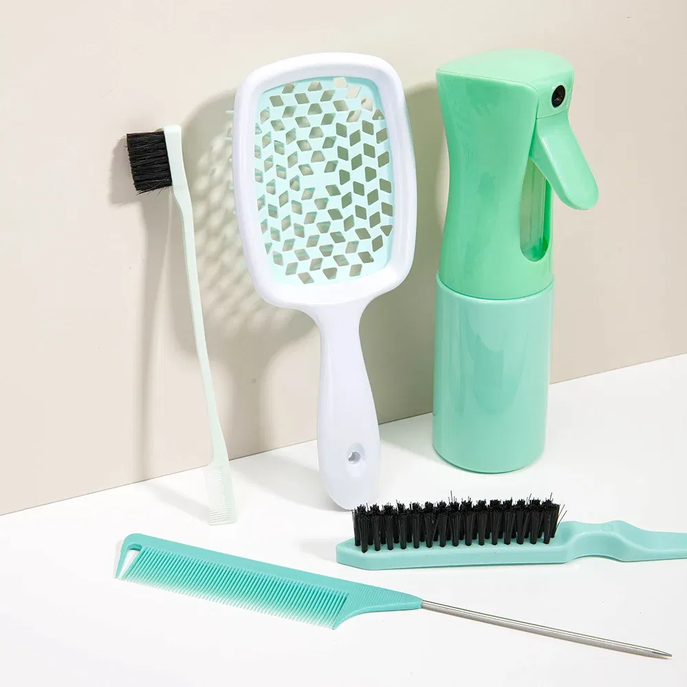 Color: Black - 5 Pcs/Set Hair Brush Detangling Brush Scalp Massage Hair Comb Green  Adjust Octopus Curly Comb Women Detangle Hairbrush Salon