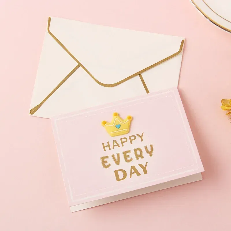 Color: light yellow - Holiday greeting card Valentine's Day Qixi flower baking birthday thank you message greeting card Invitations Party Supplies