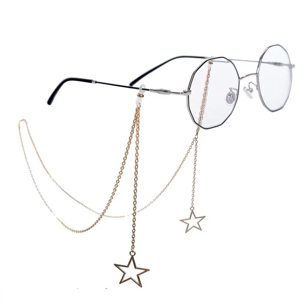 Color: WHITE - New Fashion Women Eyeglass Chain Hollow Star Pearl Beaded Sunglasses Reading Glasses Lanyard Eyewear Holder Neck Strap Rope