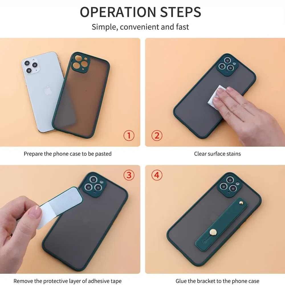Color: GRAY - Wrist Band Hand Band Finger Grip Mobile Phone Holder Stand Push Pull Universal Plain Color Phone Socket Holder for iPhone Xiaomi