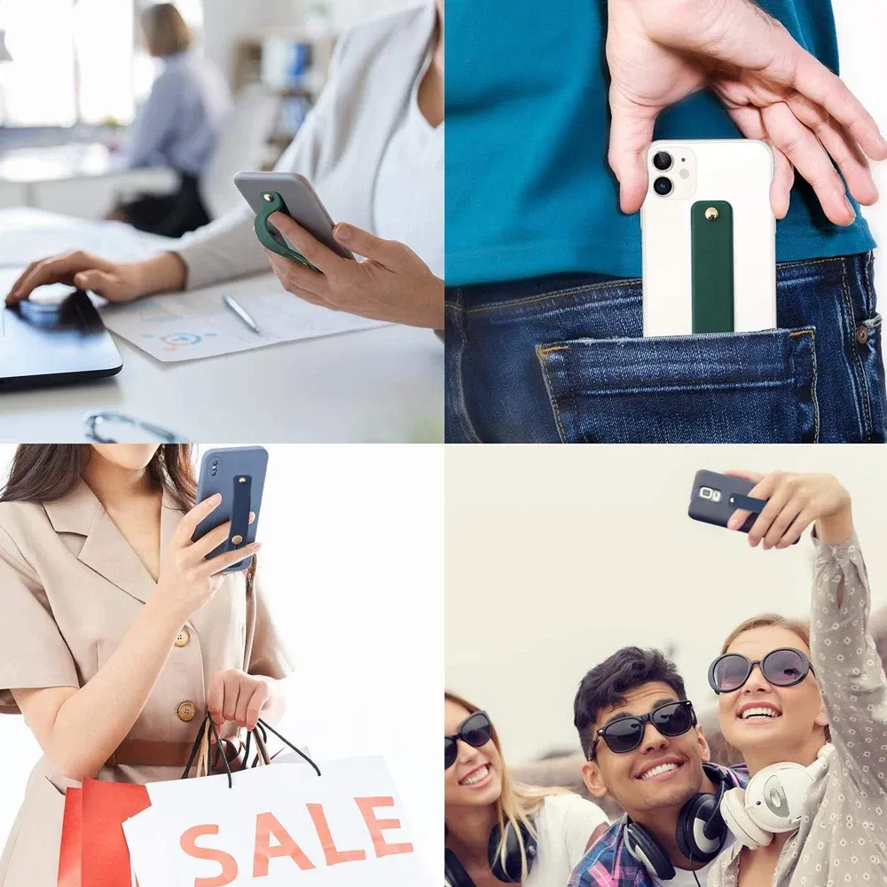 Color: GRAY - Wrist Band Hand Band Finger Grip Mobile Phone Holder Stand Push Pull Universal Plain Color Phone Socket Holder for iPhone Xiaomi