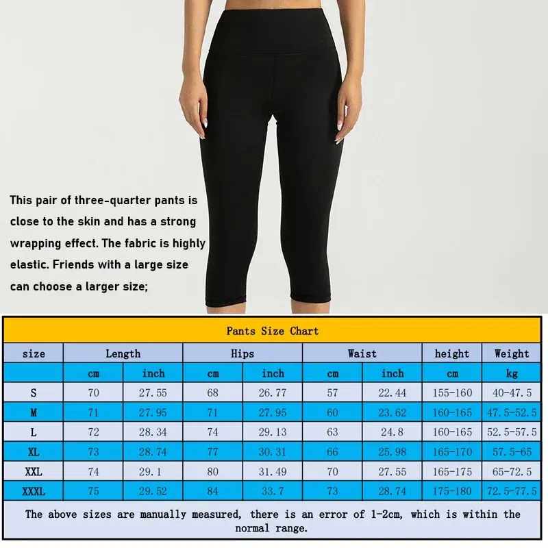 Color: black, Size: XXXL - Women's Yoga Pants High Waist Capri Pants 3/4 Leggings Exercise Seamless Abdomen Running Fitness Tights Gym