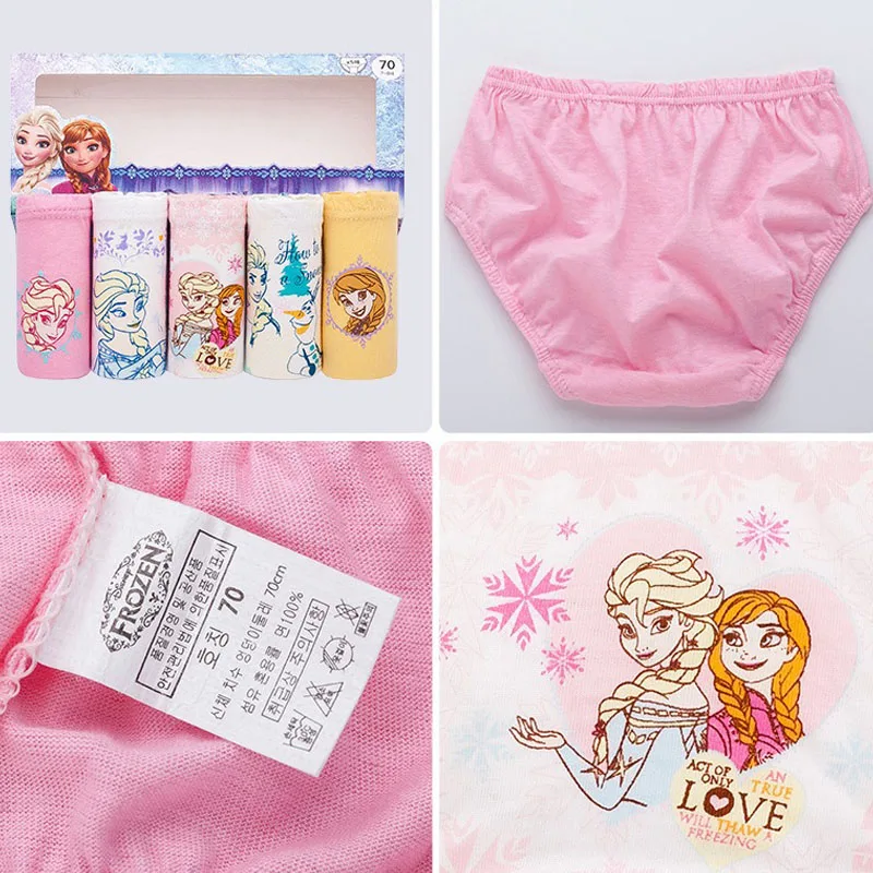 Color: Orange, Kid Size: 3T - 5 Pack Girls Cotton Briefs With Exquisite Box, Queen Elsa Kids Soft Girls Panties, Princess Cartoon Children's Underpants 2-14T