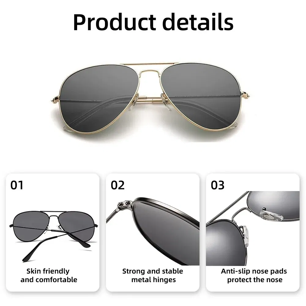 Lenses Color: WHITE, Frame Color: Red - Classic Retro Pilot Polarized Sunglasses Men Luxury Metal Black Aviation Sun Glasses Male Fashion Driving Vacation Shades UV400