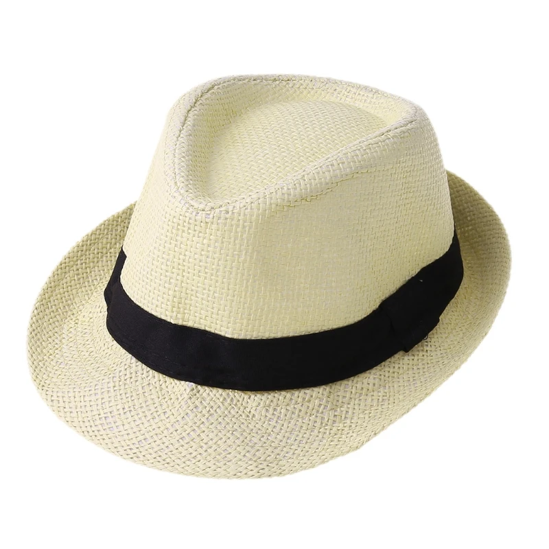 Color: Brown - Children Kids Summer Beach Straw Hat Panama Breathable Hat Large Brim Outdoor Breathable Hats Girls Boy Sunhat