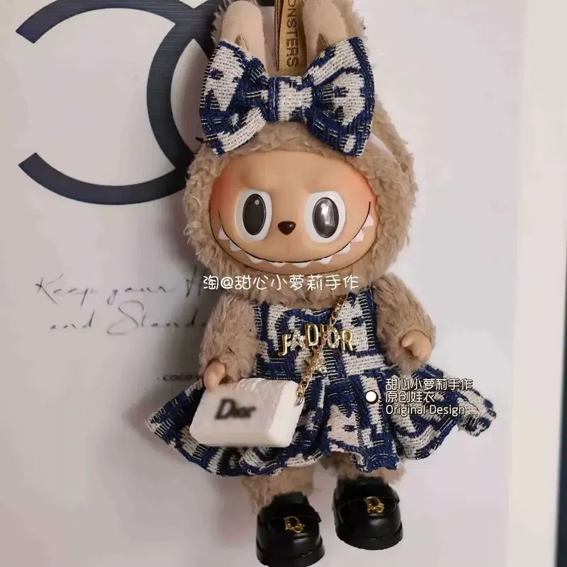 Color: WHITE, Size: One Size - Labubu Fashion Suits Skirt Suit V1 And V2 Vinyl Design Original Sitting Party Baby Clothes Eagerly Luxury Cute Dress Replacable