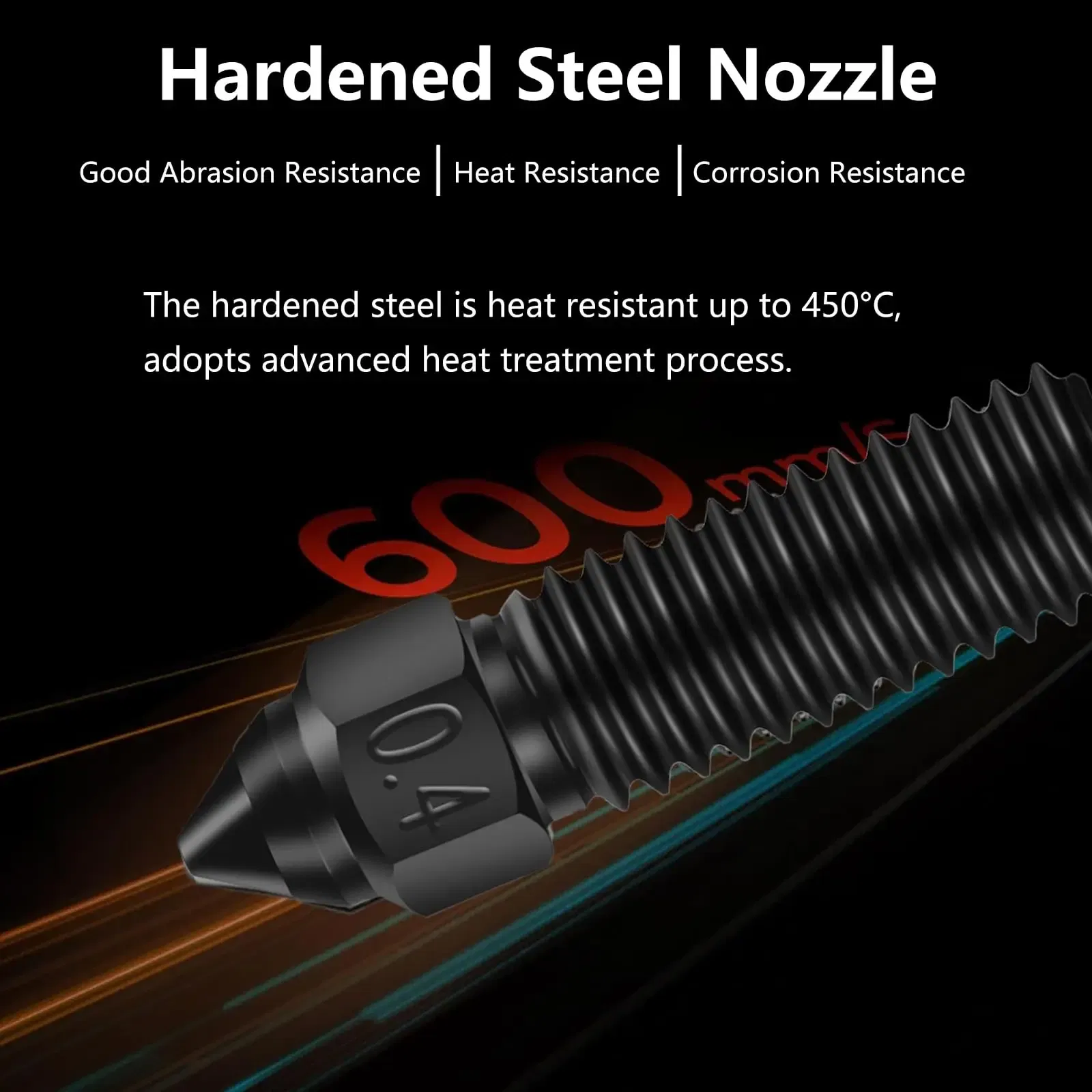 Color: Silver - Creality Ender 3 V3 KE Nozzle Har Hardened Steel Nozzle Kit 0.2/0.4/0.6/0.8/1.0/1.2mm for K1 3D Printer Parts Non Stick Filament