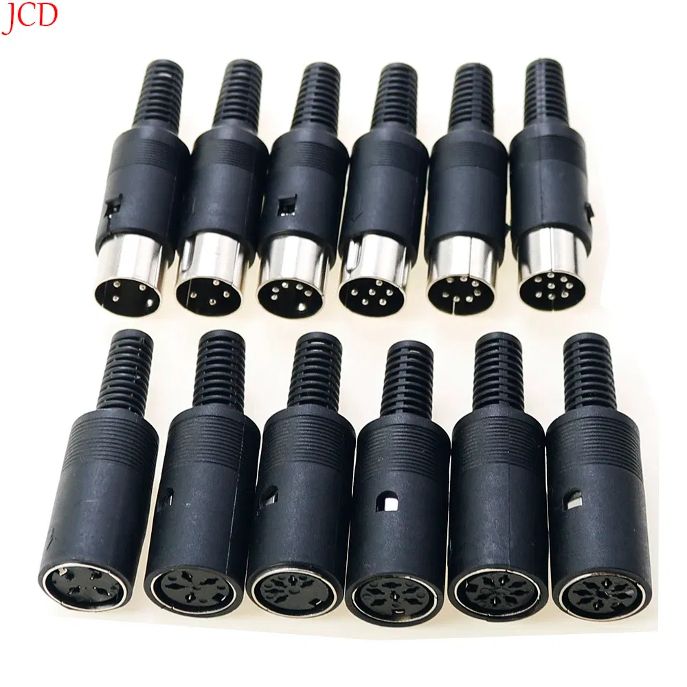 Color: Lavender - 5pcs 3P 4P 5P 6P 7P 8Pin DIN Male/Female Plug Jack with Plastic Handle Keyboard Cable Connector Adapter PS2