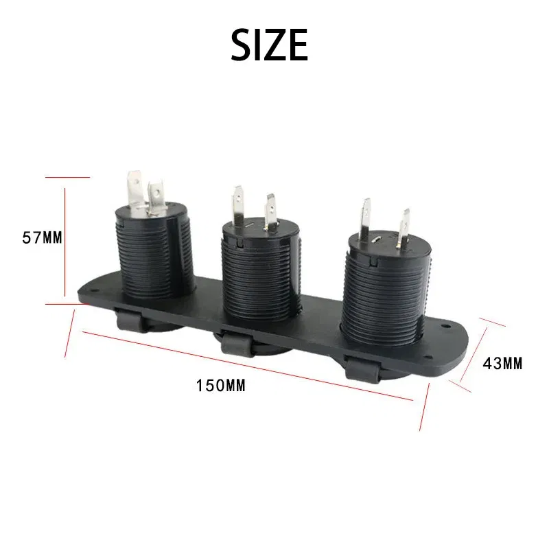 Color Name: GRAY - 1 2 3 Holes Panel 12V Waterproof Cigarette Lighter Socket Power Outlet Replacement DIY Kit for Car Boat ATV RV Truck