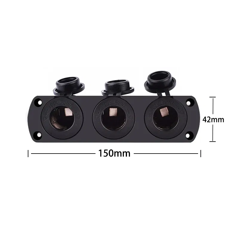 Color Name: GRAY - 1 2 3 Holes Panel 12V Waterproof Cigarette Lighter Socket Power Outlet Replacement DIY Kit for Car Boat ATV RV Truck