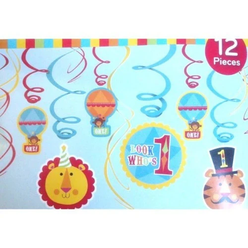 Fisher Price 1st Birthday Hanging Decoration Swirls, - Pack of 12