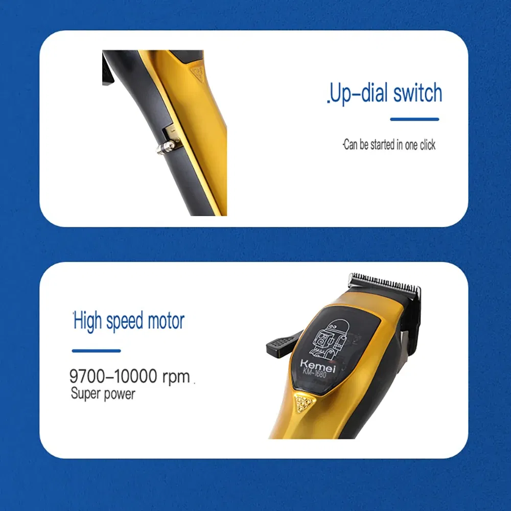 Color: Gold - Kemei Electric Hair Clippers and Hair Trimmer Kit Men Professional USB-C Rechargeable Cordless 0mm Finish Hair Cutting Machine