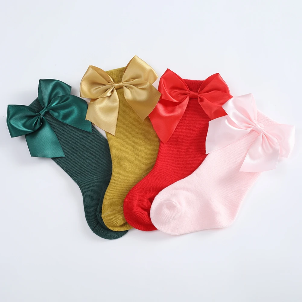 Color: WHITE, Kid Size: 3M, Ships From: CHINA - Jlong Toddler Cotton Solid Color Crew Socks Baby Girls Bow Tie Socks Kids Girls Cute Princess Socks 0-3 Years