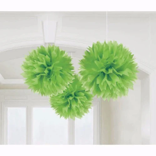 Fluffy Hanging Decorations Green - PROMO DEAL - Pack of 3