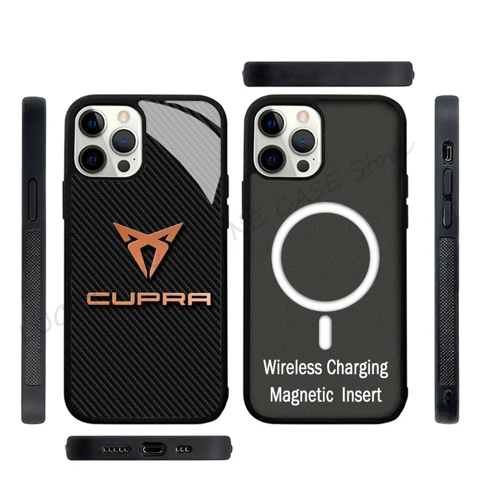 Color: Beige, Material: Nylon - Cool Phone Case Phone Case Strong Magnetic Cupra Racing for IPhone 15 14 13 Pro Max 11 12 Mini for Magsafe