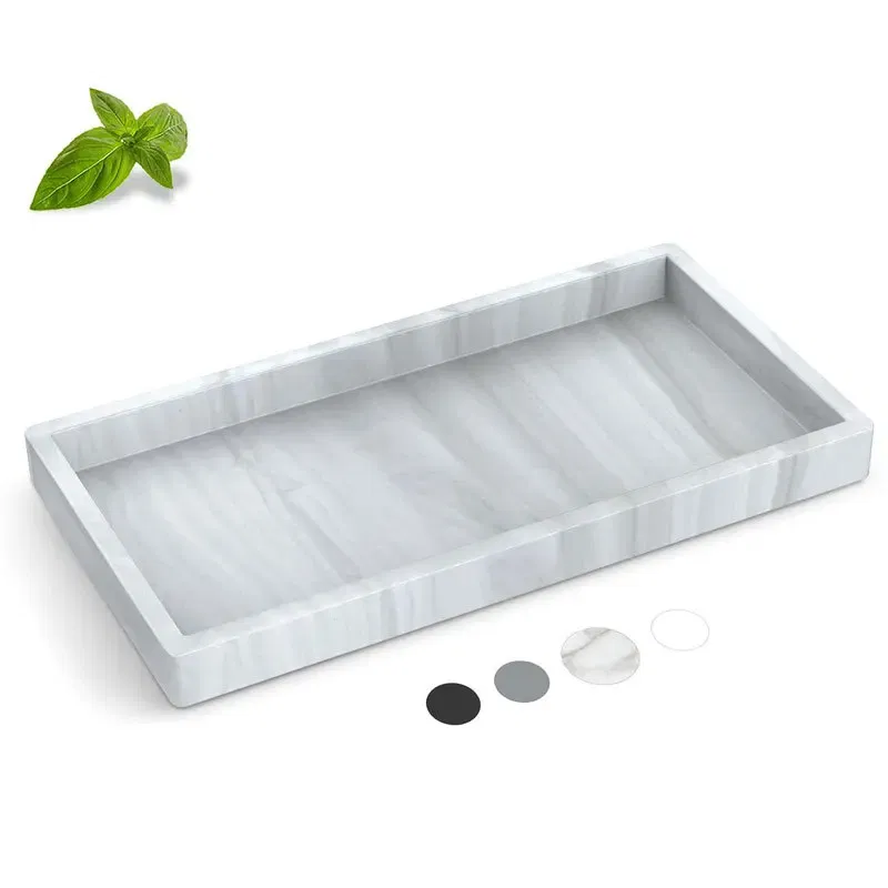 Color: Light Grey, Size: XXL - Bathroom Counter Tray, Thickened Silicone Bathroom Vanity Tray, Shatterproof Durable Rectangle Bathroom Tray Soap Dispenser Tray