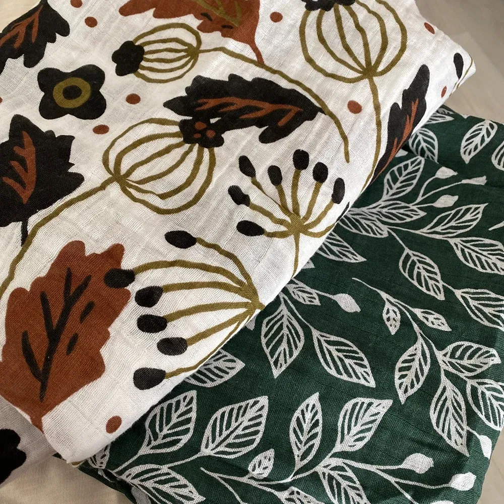 Color: Dark Khaki - Kangobaby #My Soft Life# 2 Pieces Pack Muslin 100% Cotton Baby Swaddles Newborn Blankets Black White Gauze Infant Wrap