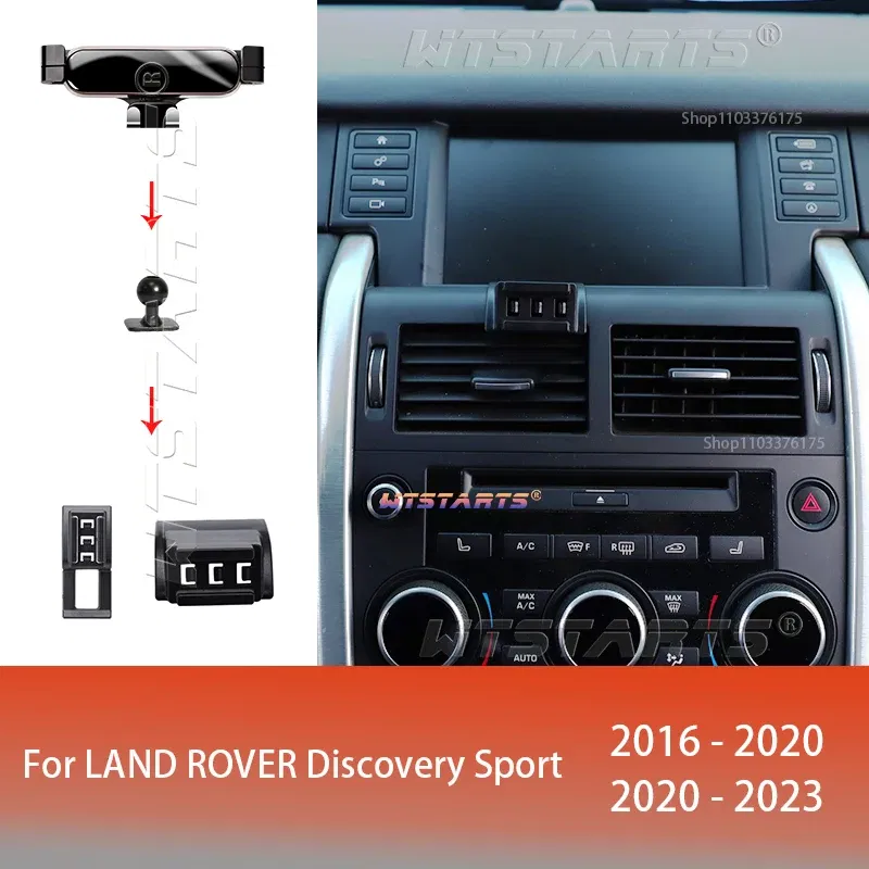 Color Name: GRAY - For Land Rover Discovery Sport 2016-2023 Adjustable Car Phone Holder Mobile Mount Gravity GPS Rotatable Navigation Bracket