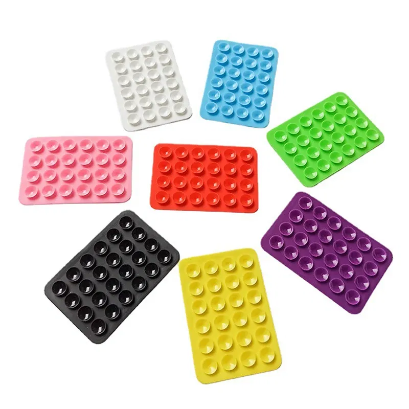 Color: Green - Double Side Silicone Suction Pad For Mobile Phone Fixture Suction Cup Backed Adhesive Silicone Rubber Sucker Pad For Fixed Pad