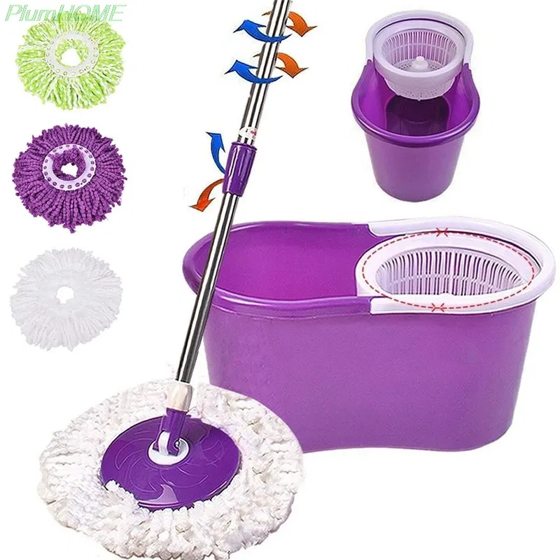 Color: Green - 360 Magic Rotating Automatic Microfiber Mop Head Replacement Mop Wash Floors Cloth Cleaning Broom Head Mop