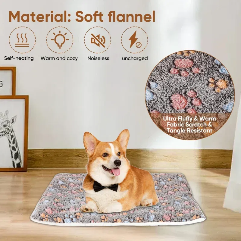Color: Tea Brown, Size: XL - Flannel Thickened Dog Bed Mat Soft Pet Sleeping Mat for Dogs Cats Winter Warm Pet Blanket