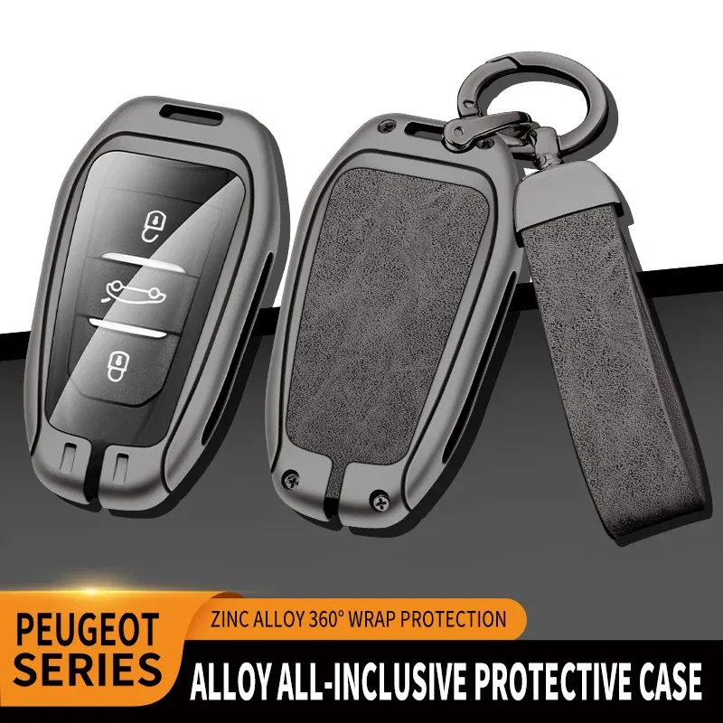 Color Name: Yellow - Car Metal Key Case Cover Shell Fob For Peugeot 308 408 508 2008 3008 4008 5008 For Citroen C4 C6 C3-XR key chain Accessories