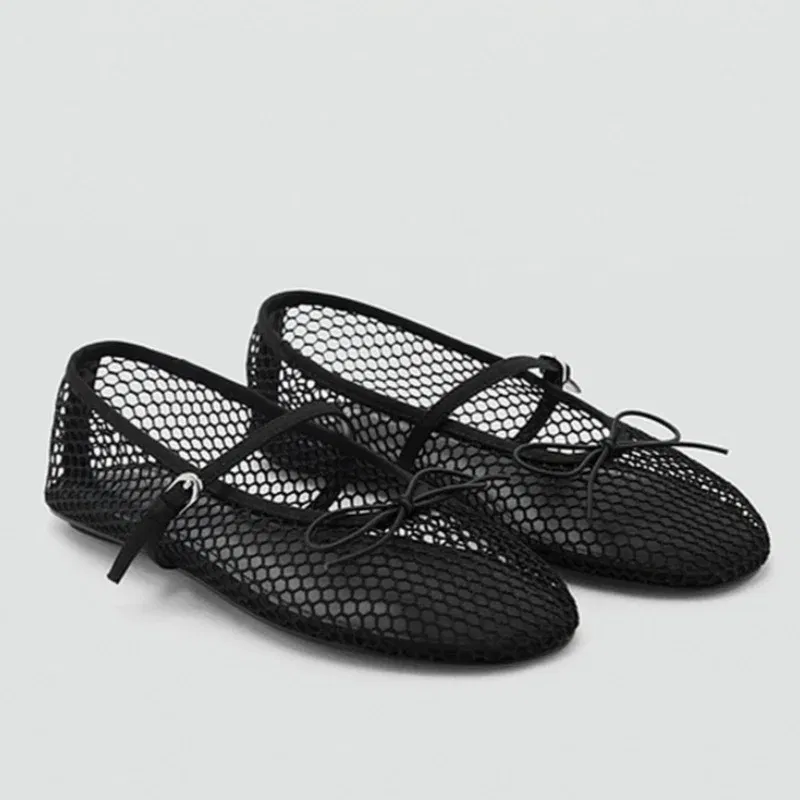 Color: Khaki, Shoe Size: 40, Ships From: CHINA - Mesh Summer Ballet Flats Shoes Women Buckle Strap Breathable 2025 New Flats Shoes Ladies Black Mary Janes Footwear Loafers