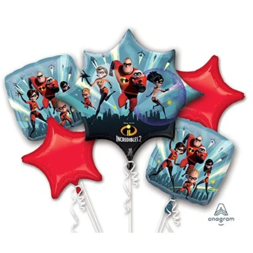 Incredibles 2 Bouquet 1 x Super Shape & 4 x 45cm - Pack of 5