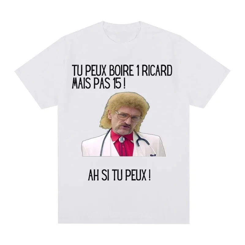 Color: milky, Size: M - Funny Cotton T-shirt Print You Can Drink A Ricard But Not 15 Graphic Black Classic Tops Summer Short Sleeve Premium Tees 01336