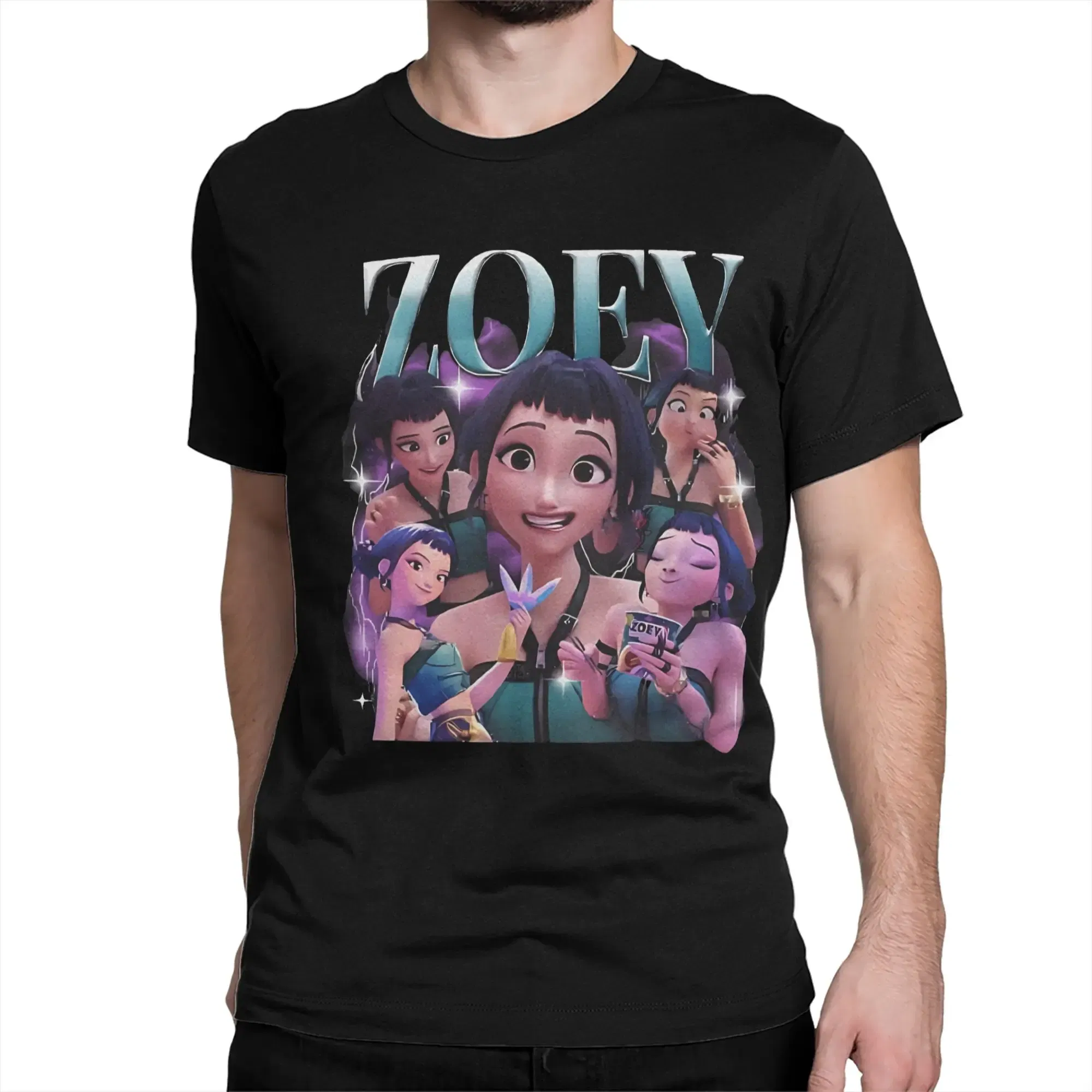 Color: Silver, Size: S - Men Women T-Shirts Kpop Demon Hunters Zoey Huntrix Amazing Cotton Tees Short Sleeve T Shirt O Neck Clothes Printing