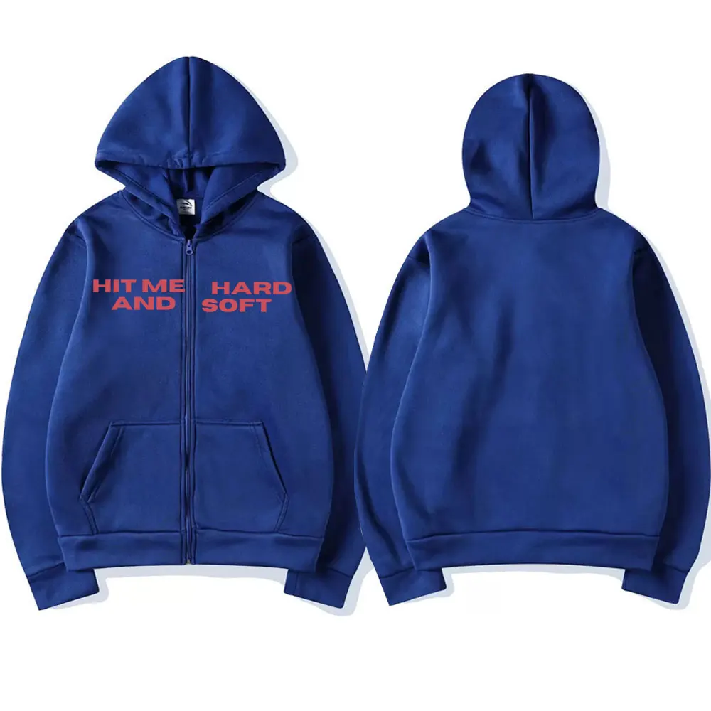 Color: Beige, Size: XXL - Hit Me Hard and Soft 2025 Tour Zipper Hoodies Fans Gift Men Women Clothing Pullovers Fashion Hip Hop Zip Up Sweatshirts Jackets