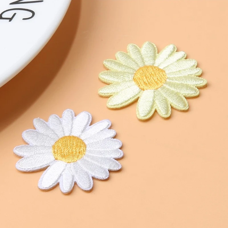 Color: Black Nickel - Butterfly Daisy Embroidery Patches for Clothing Thermoadhesive Patches DIY Fusible Patch on Kids Clothes Sunflower Badges Sewing