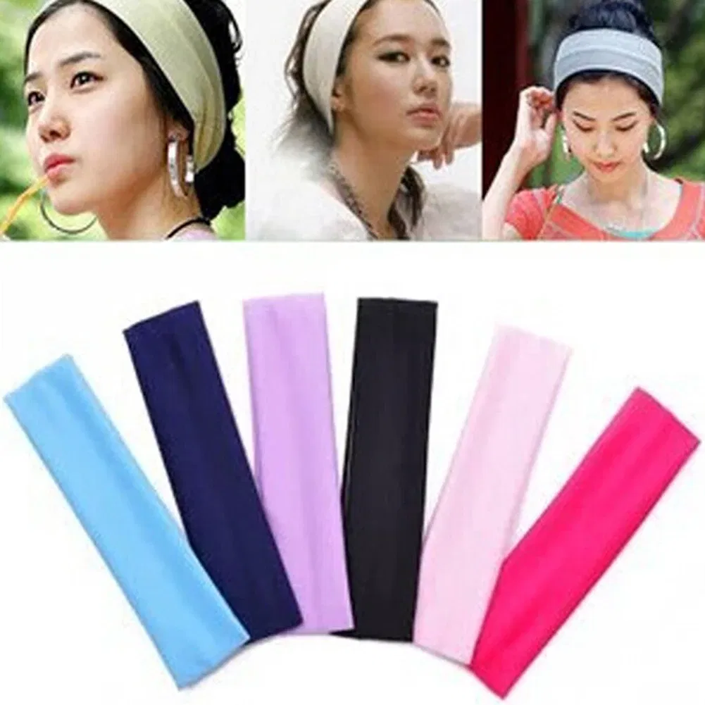Color: Light green - Fashion Sports Headbands For Women Solid Elastic Hair Bands Running Fitness Yoga Hair Bands Stretch Makeup Hair Accessories Hot