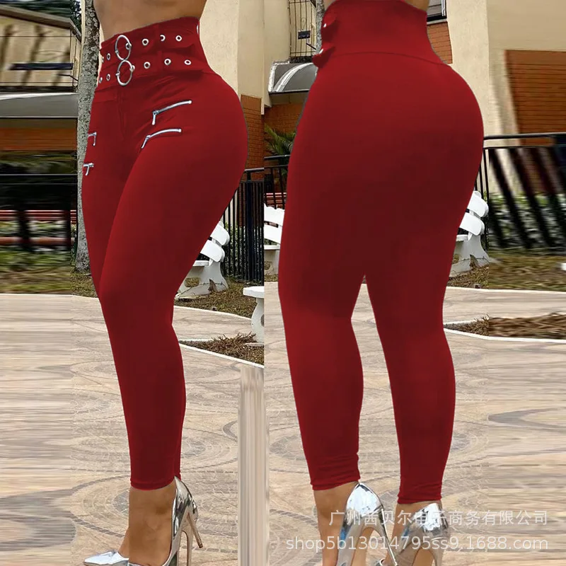 Color: black, Size: L - Leggings Women Long Pants Pencil Pant Sheath High Tight Waist Slim Bodycon Sexy Casual High Waist Elegant Club Y2k Streetwear