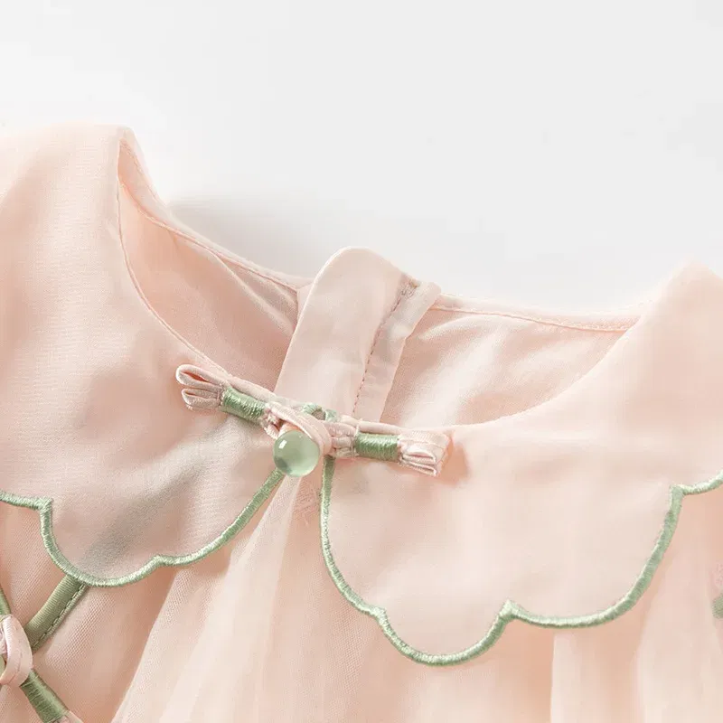 Color: Pink, Kid Size: 14 - Dave Bella 2025 Spring Girl's Dress Elegant Charm Gentle Cute Children's Princess Mesh Dress Fashion Party Outdoor DB1250547