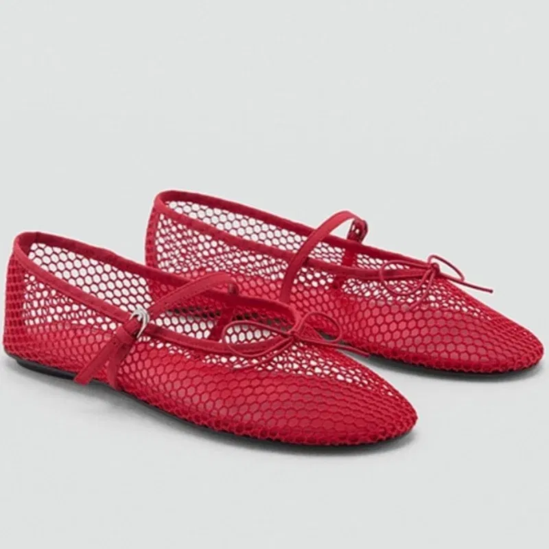 Color: black, Shoe Size: 35, Ships From: CHINA - Mesh Summer Ballet Flats Shoes Women Buckle Strap Breathable 2025 New Flats Shoes Ladies Black Mary Janes Footwear Loafers
