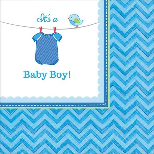 Beverage Napkins - Shower With Love Boy - Pack of 16