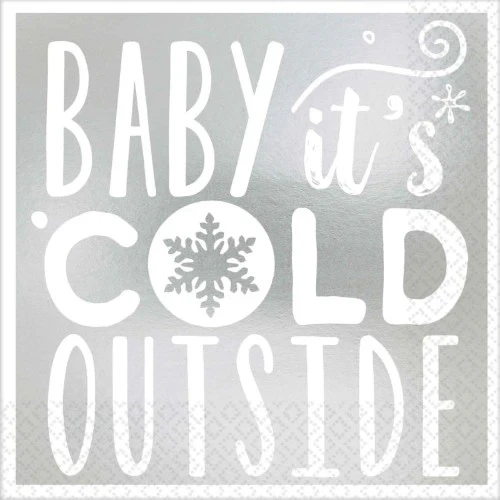 Baby It's Cold Outside Beverage Napkins - Hot Stamped - Pack of 16