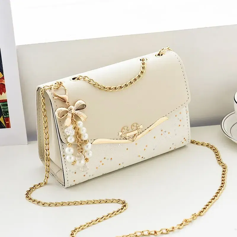 Color: SKY BLUE - Trendy Fashion Ladies Crossbody Small Square Bag Girls Shoulder Bag Cross Square Tassel Pendant Sequin Embellished PU Polyester