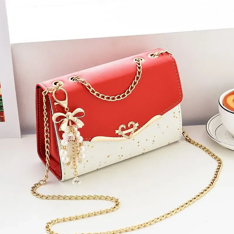 Color: SKY BLUE - Trendy Fashion Ladies Crossbody Small Square Bag Girls Shoulder Bag Cross Square Tassel Pendant Sequin Embellished PU Polyester