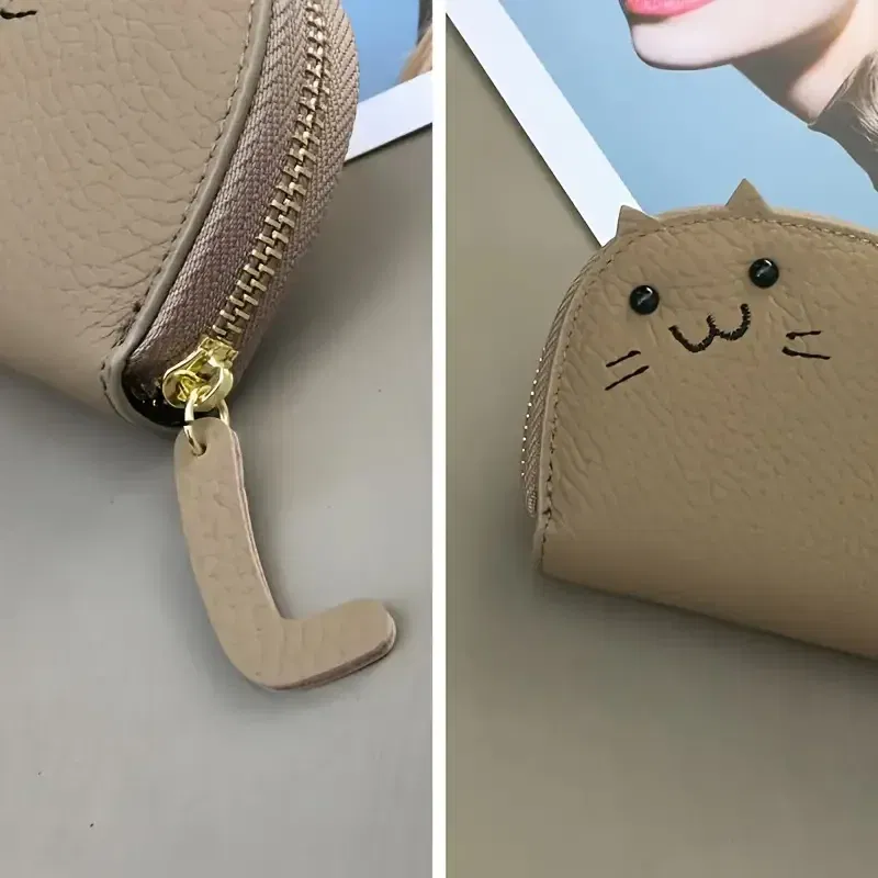 Color: black - Cartoon Cat shaped design Wallet Women's Multi-card slots Holder Cute Fashion Faux Leather Coin Purse Creative ID Card Holder