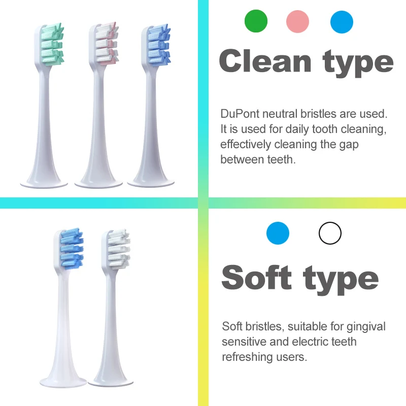 Color: Orange - For Xiaomi Mijia T300 T500 T700 Ultrasonic For Mijia Mi Electric Toothbrush Nozzles High-density Replacement Tooth Brush Head