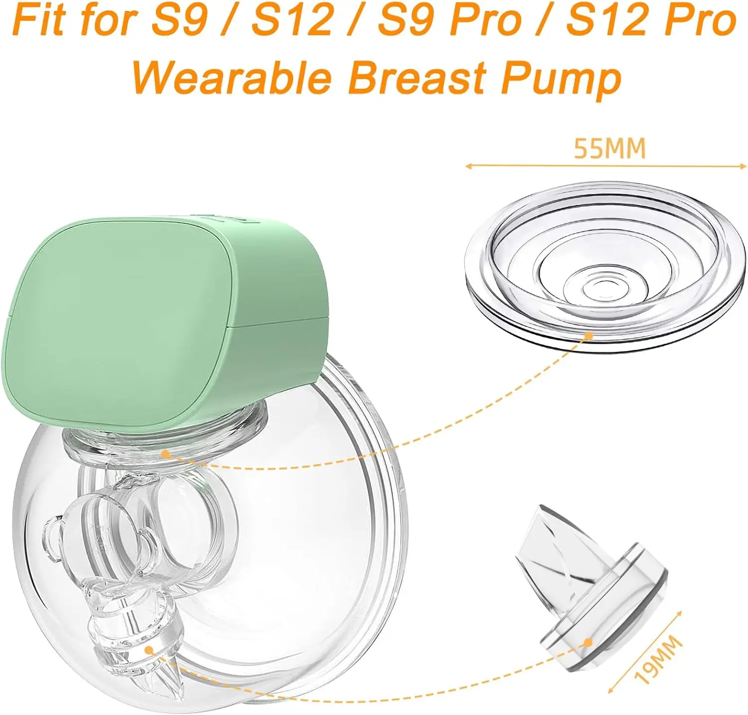 Color: WHITE - Silicone Duckbill Valve and Silicone Diaphragm, Compatible with S12Pro/S9Pro/S12/S9 Wearable Breastpump Parts Replace
